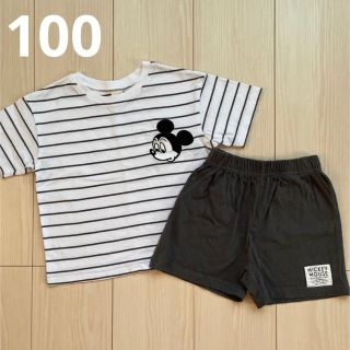 ディズニー(Disney)の【Disney】リトシー ミッキー  ボーダー セットアップ 100(Tシャツ/カットソー)