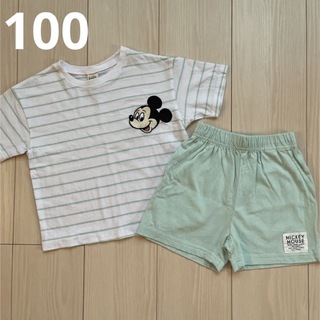 ディズニー(Disney)の【Disney】リトシー ミッキー  ボーダー セットアップ 100(Tシャツ/カットソー)