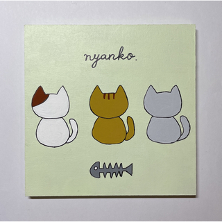 339 ネコ猫アクリル画原画アート(絵画/タペストリー)