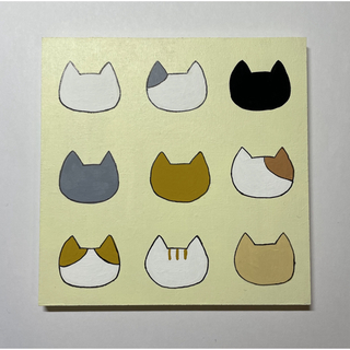 340 ネコ猫アクリル画原画アート(絵画/タペストリー)