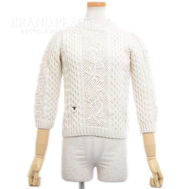 Dior - ディオール BEE 蜂 刺繍 ニット セーター ウール ホワイト 34サイズ