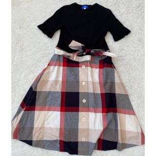 バーバリーブルーレーベル(BURBERRY BLUE LABEL)のブルーレーベル☆チェック　ワンピース　バーバリー(ひざ丈ワンピース)