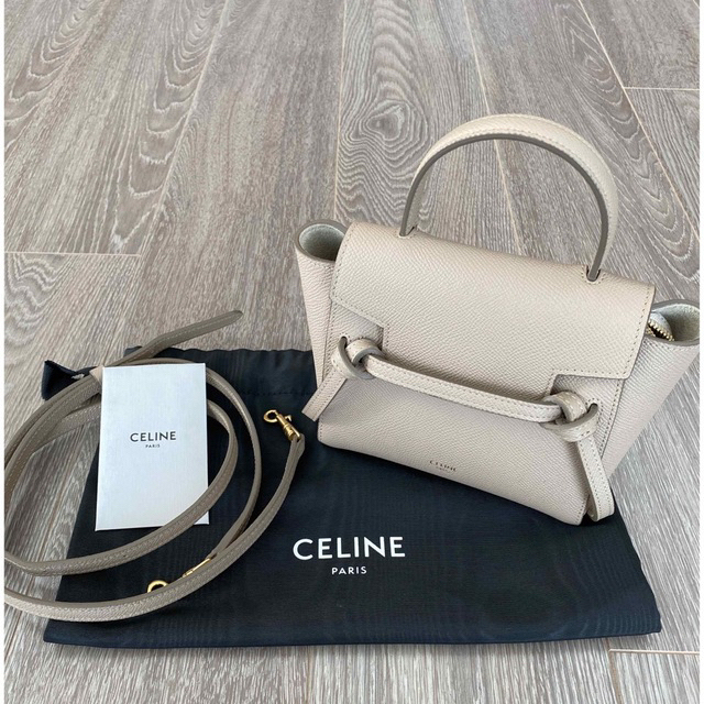 半額】 celine CELINE/セリーヌ◇ベルトバッグピコ◇ライトトープ◇美
