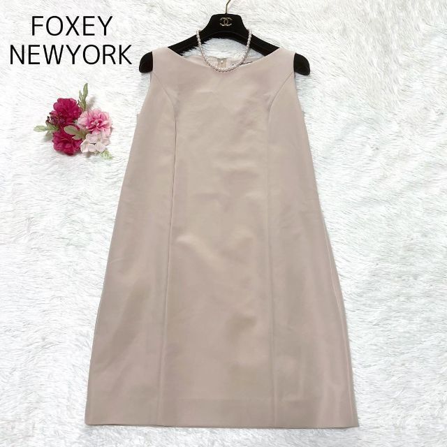 FOXEY NEWYORK ワンピース レディーミニ ピンクベージュ サイズ42