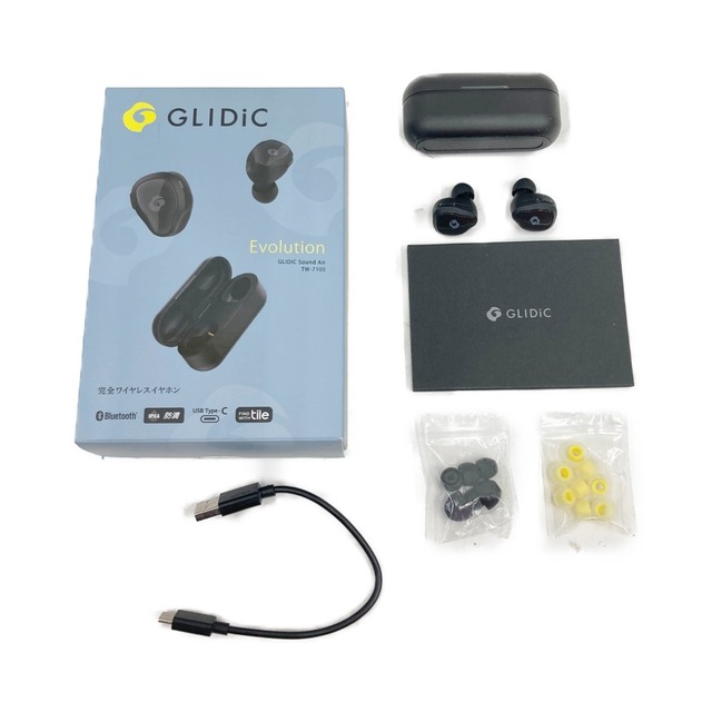 〇〇GLIDIC グライディック フル ワイヤレスイヤホン TW-7100 ブラック スマホ/家電/カメラのオーディオ機器(ヘッドフォン/イヤフォン)の商品写真