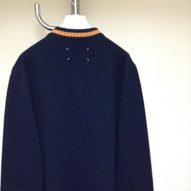 新品 M マルジェラ 21aw スクールセーター ニット 紺 4183 新品 M マルジェラ 21aw スクールセーター ニット 紺 4183