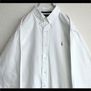 Ralph Lauren - ラルフローレン ボタンダウンシャツ 長袖 ホワイト マルチカラー XL ゆるだぼ