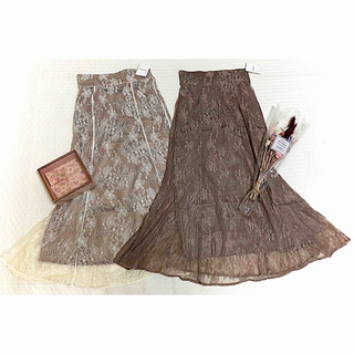 ナチュラルクチュール(natural couture)の新品タグ付き⭐︎natural coutureロングレーススカート2種類セット(ロングスカート)