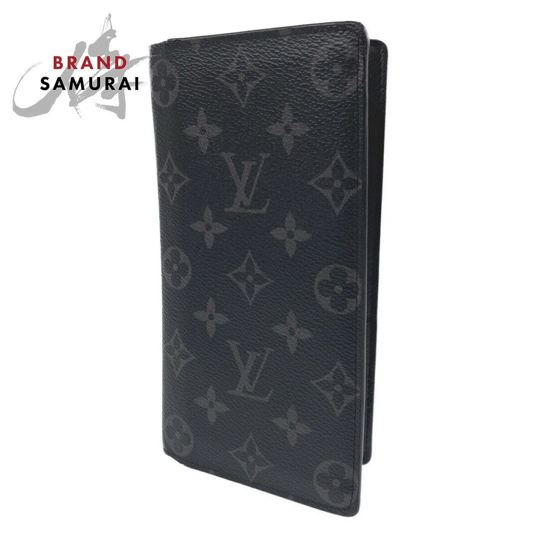 LOUIS VUITTON - LOUIS VUITTON ルイヴィトン モノグラム エクリプス ポルトフォイユ・プラザ ブラック グレー PVC /レザー M61697 長財布 札入れ 二つ折り財布 メンズ 307285 【中古】