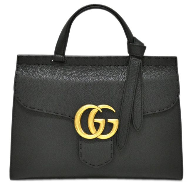 Gucci - グッチ GGマーモント ハンドバッグ GGロゴ ブラック J5722