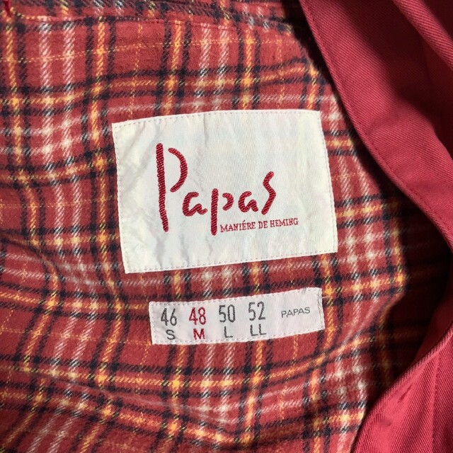 Papas パパス ステンカラーコート ジャケット 日本製 希少 赤 レッド