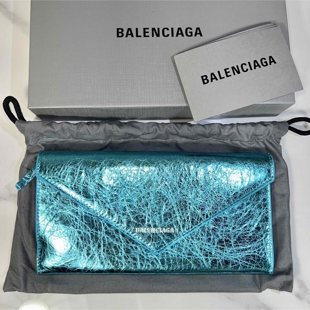 BALENCIAGA バレンシアガ　ペーパーウォレット　長財布　財布　ブルー　青