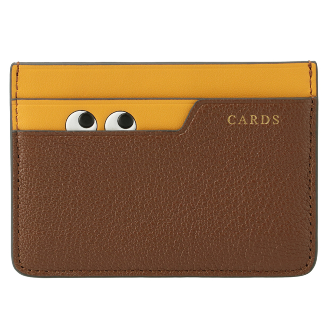 カード入れ×4生産国アニヤ ハインドマーチ ANYA HINDMARCH カードケース PEEPING EYES パスケース フラット ブラウン×イエロー 174657