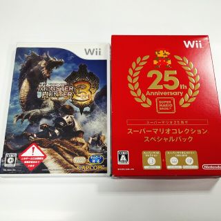 ウィー(Wii)のwiiソフト2本セット　モンハン　マリオ(家庭用ゲームソフト)