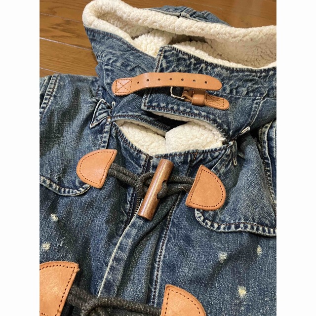 ダメージデニム中ボアダッフルコート