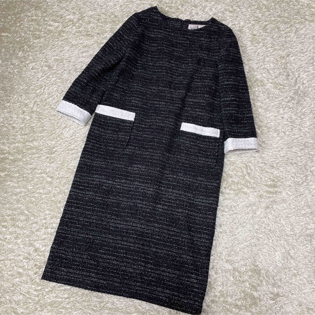 Dress Lab ♡ バイカラーツイードワンピース　Mサイズ　ブラック