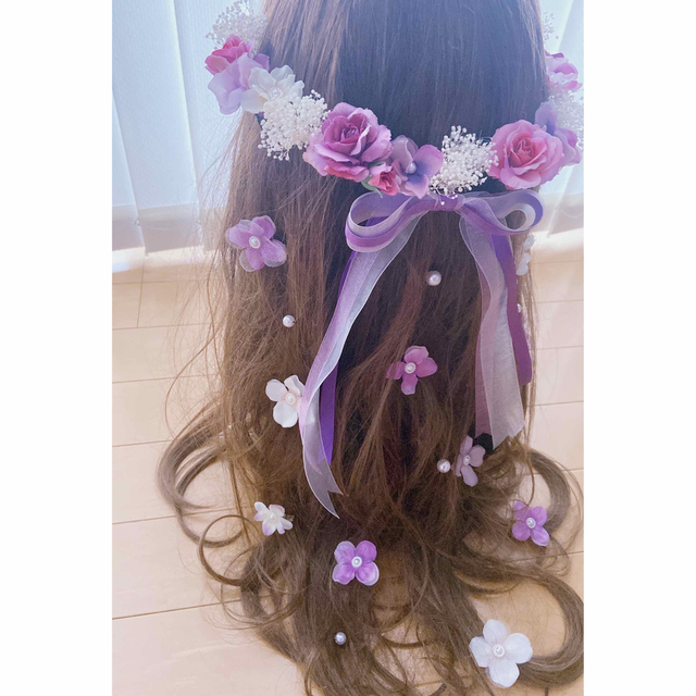 ラプンツェルハーフアップ髪飾り♡紫 ラプンツェルハーフアップ髪飾り♡紫