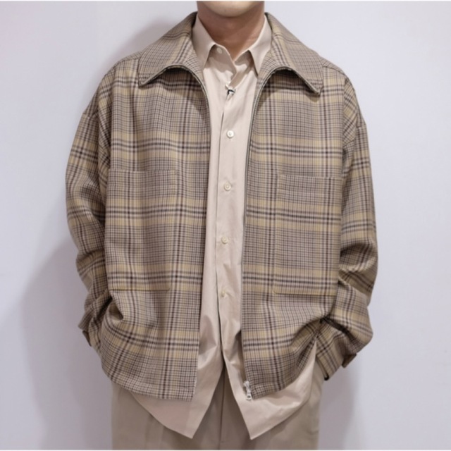 ジャケット/アウターAURALEE WOOL SERGE CHECK ZIP-UP BLOUSON