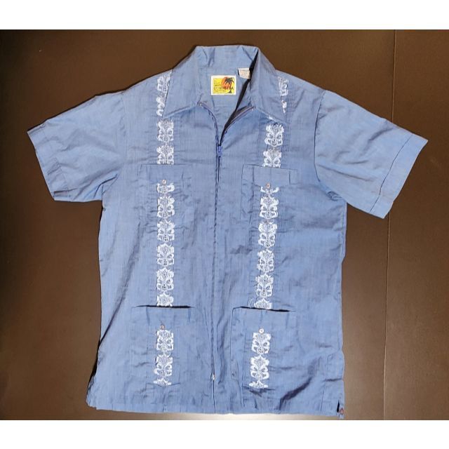 HABAND GUAYABERA キューバシャツ　青　ZIP M