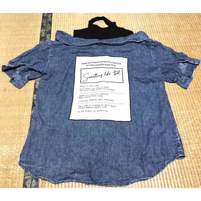 在庫処分！デニム肩開きシャツ レディースのトップス(Tシャツ(半袖/袖なし))の商品写真