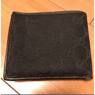 グッチ(Gucci)の正規品GUCCI シンプル折りたたみ財布 ブラック(折り財布)