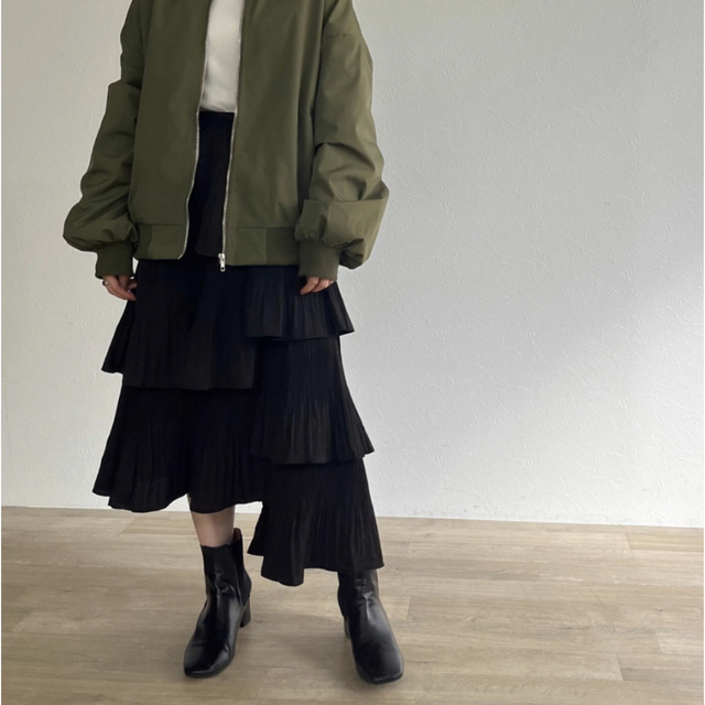 【ZOZO限定】Asymmetry pleated skirt  レディースのスカート(ロングスカート)の商品写真