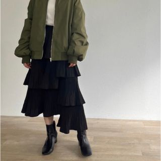 【ZOZO限定】Asymmetry pleated skirt (ロングスカート)