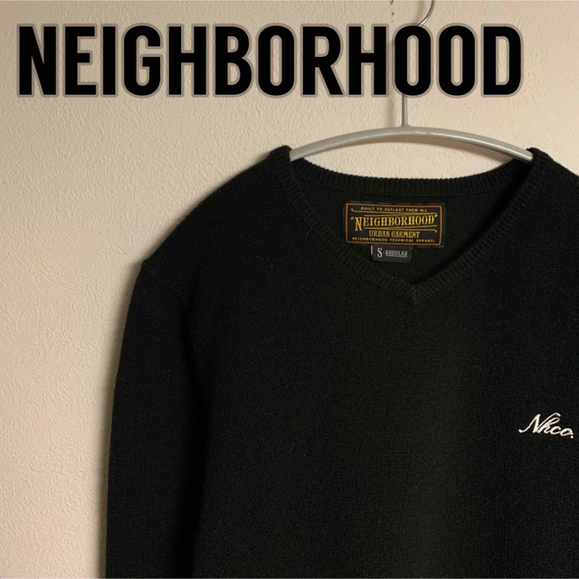 【美品】NEIGHBORHOOD ネイバーフッド　Vネック　ニット　ロゴ　刺繍