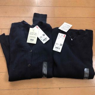 ユニクロ(UNIQLO)の(新品)UNIQLOエクストラファインメリノリブショートカーディガン★セット売り(アンサンブル)