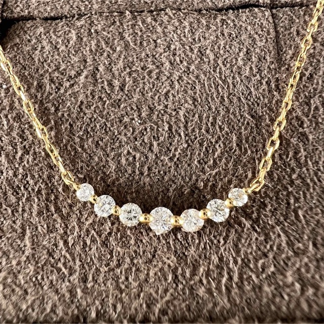 agete K18 ダイヤモンドネックレス YG 0.1ct アガット www