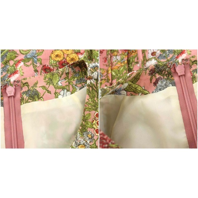Lois CRAYON(ロイスクレヨン)のロイスクレヨン ワンピース ノースリーブ ひざ丈 花柄 M ピンク 緑 レディースのワンピース(ひざ丈ワンピース)の商品写真
