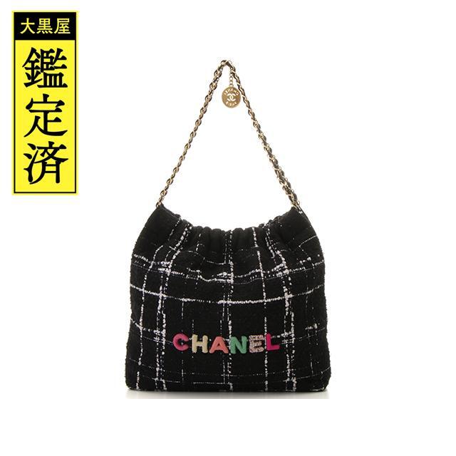 CHANEL - シャネル CHANEL22 ハンドバッグ ブラック/GP ツィード【430】