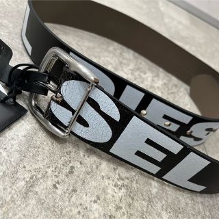 ディーゼルDIESEL本革 ベルト カットワーク レザー ロゴ金具 ブラック 黒