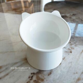 【白】大容量 猫犬 フードボウル ペット食器 おやつ 餌入れ 水やり 餌皿(猫)
