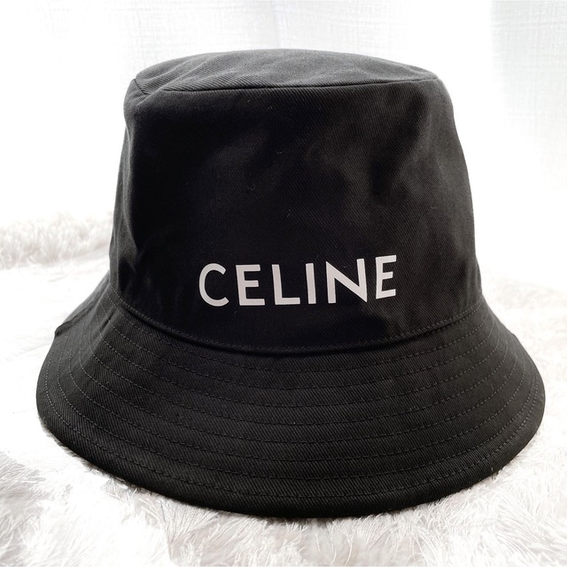 CELINE セリーヌ バケットハット 帽子 コットン ロゴ入り 新品同様-