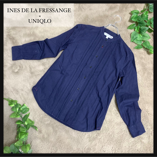 ユニクロ(UNIQLO)のINES DE LA FRESSANGE×UNIQLO デザインシャツ ネイビー(シャツ/ブラウス(長袖/七分))