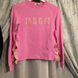 エムエスジイエム(MSGM)のMSGM ギンガムチェックロゴ ピンクトレーナー(トレーナー/スウェット)