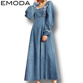 エモダ(EMODA)の【タグ付き新品未使用】【EMODA】スウィッチングラインマキシワンピース　ブルー(ロングワンピース/マキシワンピース)