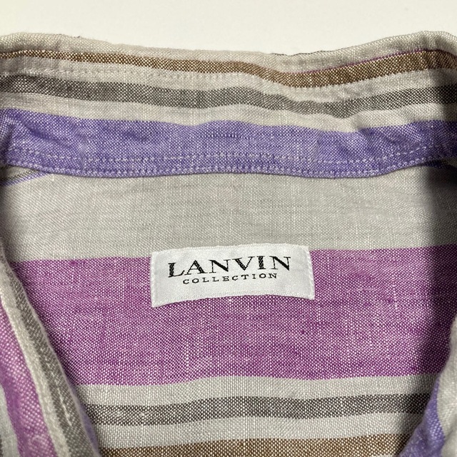 LANVIN COLLECTION(ランバンコレクション)のランバンコレクション　リネンシャツ　ストライプ　LANVIN　美品　アロハ　麻 メンズのトップス(シャツ)の商品写真