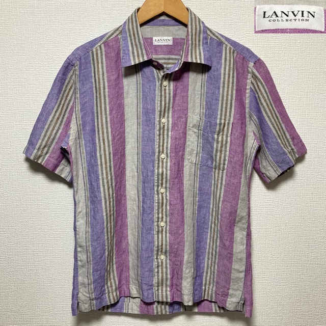 LANVIN COLLECTION(ランバンコレクション)のランバンコレクション　リネンシャツ　ストライプ　LANVIN　美品　アロハ　麻 メンズのトップス(シャツ)の商品写真