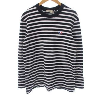 メゾンキツネ(MAISON KITSUNE')のメゾンキツネ トリコロールフォックス Tシャツ カットソー 長袖 ボーダー(Tシャツ/カットソー(七分/長袖))