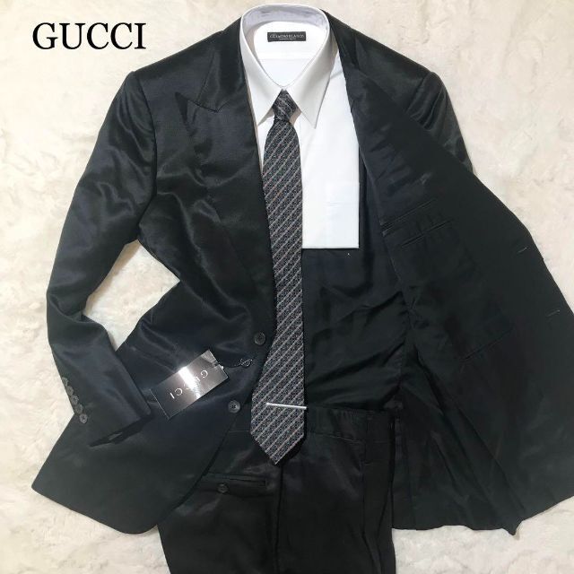 新品未使用】GUCCI グッチ 高級スーツ シルク100% セットアップ 光沢