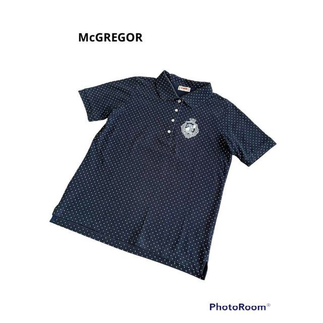 MacGregor(マグレガー)の【McGREGOR】マグレガー  ポロシャツ ゴルフ ドット 紺 L スポーツ/アウトドアのゴルフ(ウエア)の商品写真