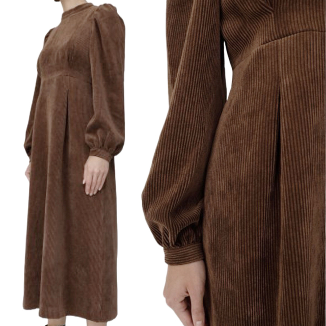 moussy(マウジー)の【MOUSSY】CORDUROY PUFF SLEEVE ドレス レディースのワンピース(ロングワンピース/マキシワンピース)の商品写真