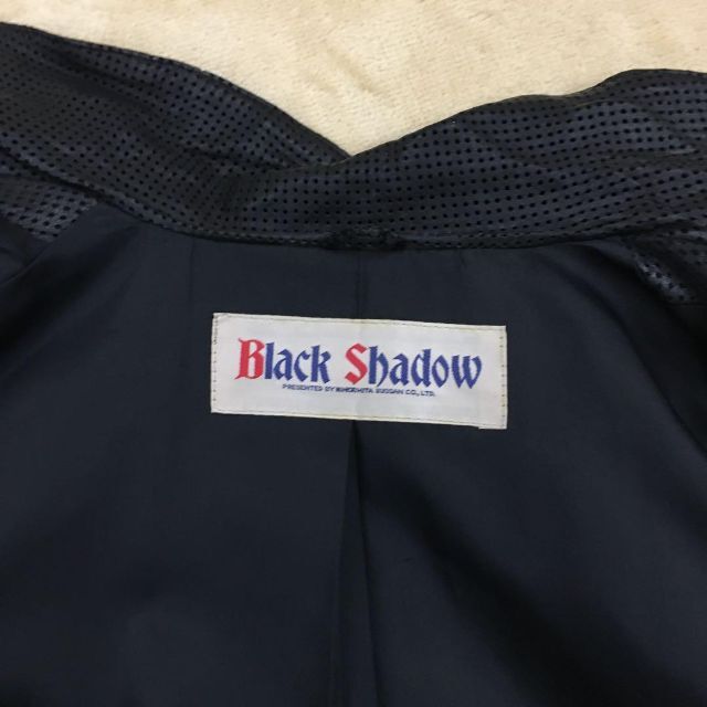 ジャケット/アウターブラック シャドウ 羊革 パンチングレザーコート  Fサイズ 黒 日本製