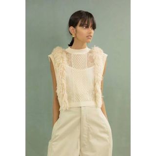 マメ(mame)の美品 LEINWANDE Mixed Fringe Crop Top(ベスト/ジレ)