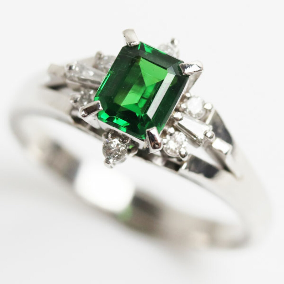 Pt900プラチナ リング・指輪 グロッシュラ―ガーネット0.77ct ダイヤモンド0.15ct 12.5号 4.9g MR4116 レディース