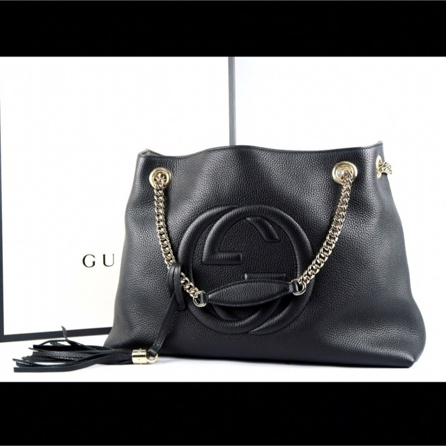 絶妙なデザイン GUCCI - Gucci グッチ ブラック チェーンバッグ