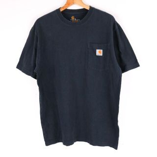 カーハート(carhartt)のカーハート 半袖Tシャツ ラウンドネック 胸ポケット ワンポイントロゴ トップス メンズ Mサイズ ネイビー Carhartt(Tシャツ/カットソー(半袖/袖なし))