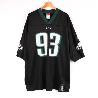 リーボック(Reebok)のリーボック 半袖Tシャツ Vネック ユニフォーム NFL イーグルス トップス 大きいサイズ メンズ 2XLサイズ ブラック Reebok(Tシャツ/カットソー(半袖/袖なし))